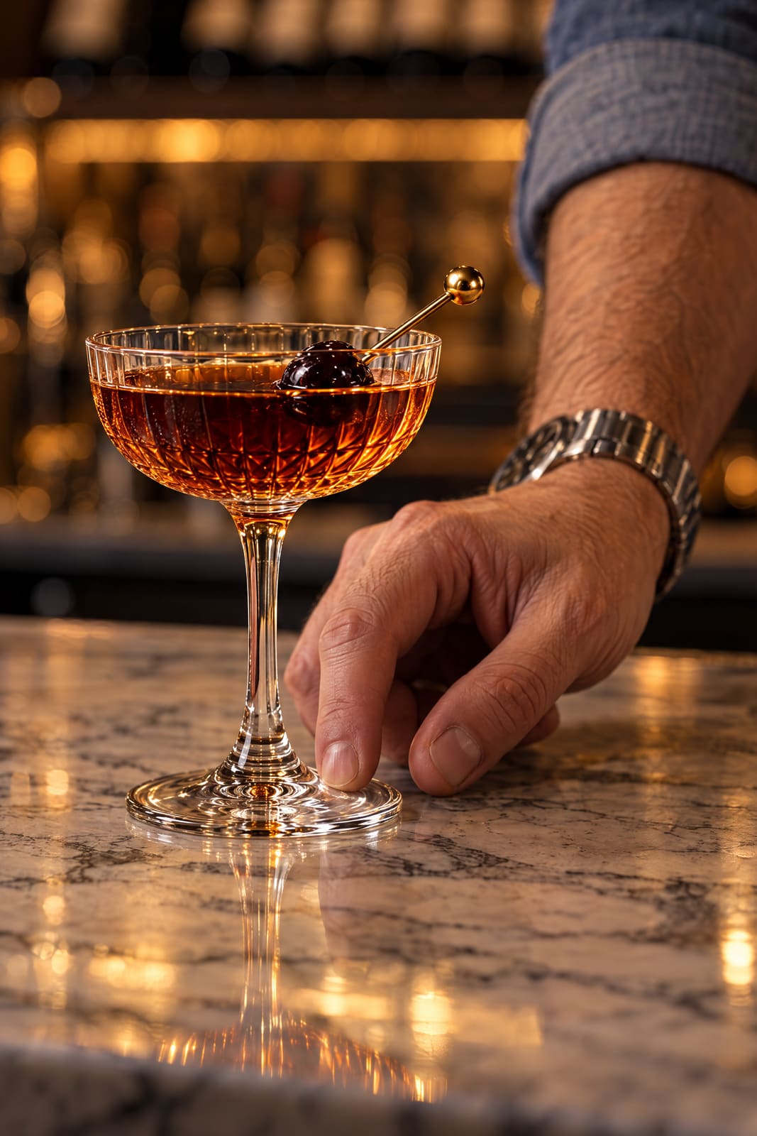 The Ledger, set down on the marble bar.