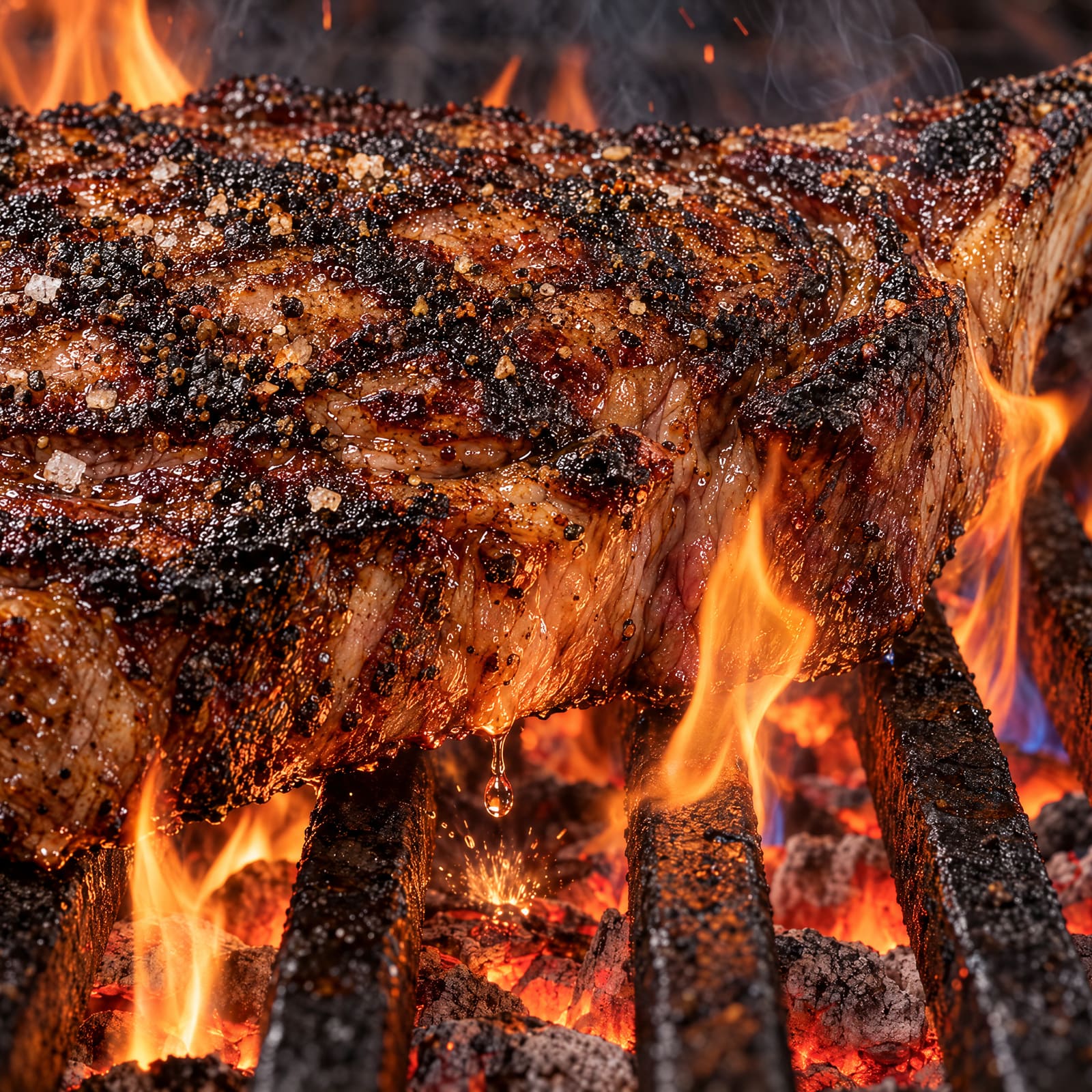 A ribeye over live oak fire.