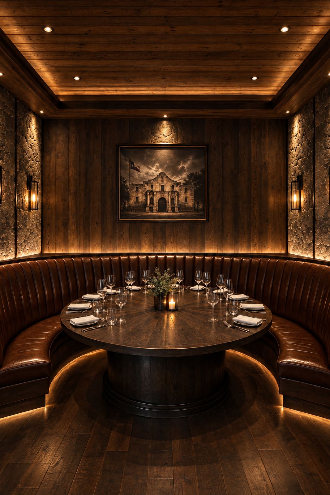 The private dining room, set for the evening.